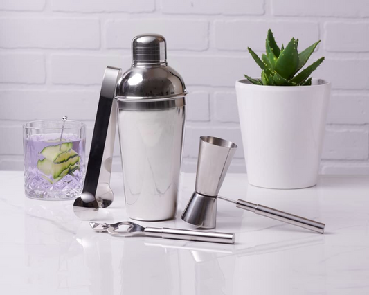 Stainless Steel Cocktail Shaker Bar Tool Set 4 Pc