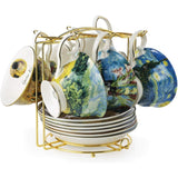 Van Gogh Bone China Cups & Saucers Set of 6