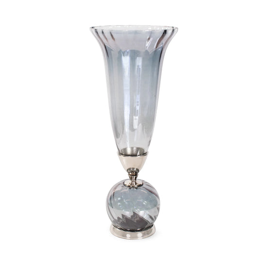 Ayers Smoked Glass Trumpet Vase Short