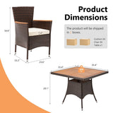 5 Piece Patio Wicker Dining Sets For 4, Rattan
