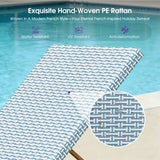 PURPLE LEAF Extra Large Patio Chaise Lounge French Outdoor Wicker Lounger Matte Teak Aluminum Frame 771LBS Capacity PE Rattan Adjustable Backrest for Pool Garden Beach Backyard