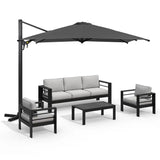 5-Piece Aluminum Patio Sofa Set with Umbrella and Armchairs