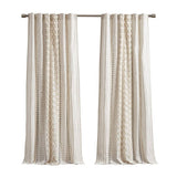 Geo Print Chenille Light Filtering Window Curtain, Ivory