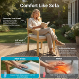 2-Piece All Weather Acacia Wood Outdoor Dining Chairs with Weather-Resistant Cushions