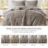 Solid Faux Fur Comforter Mini Set, Gray