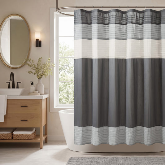 Faux Silk Dupioni Shower Curtain, Grey