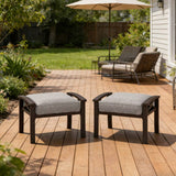 All-Weather Iron Frame Outdoor Ottoman with Cushion