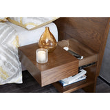 Poplar Solid Wood Bed with 2 Nightstands, Pecan*