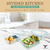 Moss & Stone 2-Piece Divided Glass Food Containers