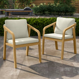 2-Piece Patio Dinnig Chairs, Outdoor Acacia Wood Chairs