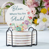 Garden Blooms Ceramic Coaster with Holder (Set of 6)