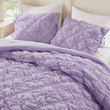Bowtie Lightweight Puffy Floral Comforter Set, Purple