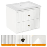 24'' Bathroom Vanity with Sink, 2 Fluted Drawers