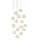 Piero White 15-Light Round Multi-Drop Pendant