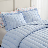 Soft Bow Embroidered Quilt Mini Set, Blue