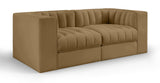 Rummi - Velvet Performance Fabric Upholstered 2 Piece Modular Loveseat