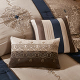 Jacquard Medallion 7-Piece Comforter Set, Navy Blue