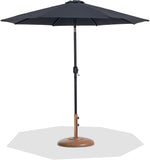 Fiji - Aluminum Patio Umbrella With Round Teak And Black Base