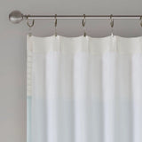 Color Block Stripes Polyoni Pintuck Curtain Panel, Aqua
