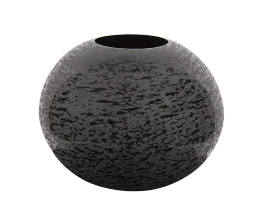 Chiseled Texture Black Iron Globe Vase- Large