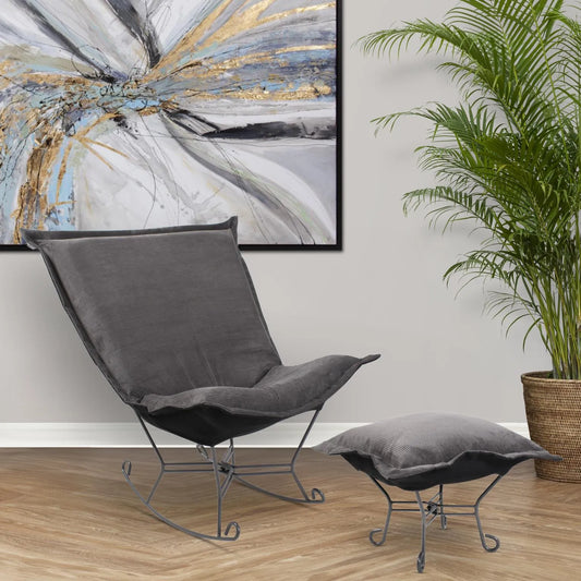 Puff Ottoman Cover Pana Charcoal/Natural -Cover Only