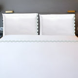 400TC Reverse U Shape Embroidery Cotton Solid Sheet Set