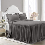 400TC Cotton Sateen Solid Ruffle Bedspread Set