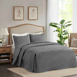 400TC Cotton Sateen Solid Tailored Quilted Bedspread Set