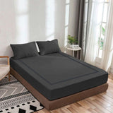 400TC Luxurious Double Embroidery Sateen Solid Cotton Fitted Sheet