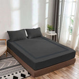 400TC Luxurious Triple Embroidery Sateen Solid Cotton Fitted Sheet