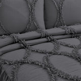 400TC Cotton Sateen Solid Textured Ruffle Bedspread Set