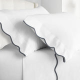 400TC Cotton Scallop Embroidery Sateen Solid Top Sheet