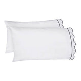 400TC Cotton Scallop Embroidery & Border Sateen Solid Sheet Set