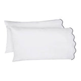400TC Cotton Scallop Embroidery Sateen Solid Sheet Set