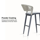 PURPLE LEAF Outdoor Bar Stools Set of 2, All-Weather Rope Wicker Aluminum Patio Bar Chairs for Deck, Balcony, Garden, Kitchen Island