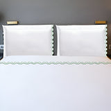400TC Zig & Zag U Shape Scallop Embroidery Cotton Solid Sheet Set