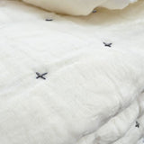 Plus-Stitch Linen Bed Coverlet