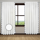 Allena Cotton Microcheck Scallop Embroidery Curtain (Set Of 2)