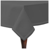 Double Embroidery Border Sateen Cotton Solid Table Cloth - Dark Grey