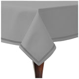 Double Embroidery Border Sateen Cotton Solid Table Cloth - Light Grey