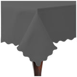 Scallop Embroidery Sateen Cotton Solid Table Cloth - Dark Grey