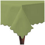 Scallop Embroidery Sateen Cotton Solid Table Cloth - Sage