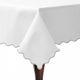 Scallop Embroidery Sateen Cotton Solid Table Cloth