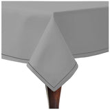 Single Embroidery Border Sateen Cotton Solid Table Cloth - Light Grey