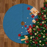 Velvet Quilted Round Christmas Tree Skirt
