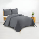 400TC Cotton Sateen Solid Scalloped Duvet Cover Set