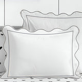 400TC Cotton Scallop Embroidery & Border Sateen Solid Pillow Sham