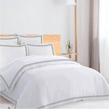 400TC Cotton Triple Edge Embroidery Sateen Solid Duvet Cover Set