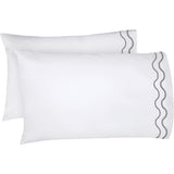 400TC Double Wavy Embroidered Cotton Pillowcases (Set of 2)