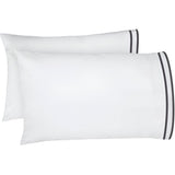 400TC Embroidery & Border Cotton Sateen Solid Pillowcases (Set Of 2)